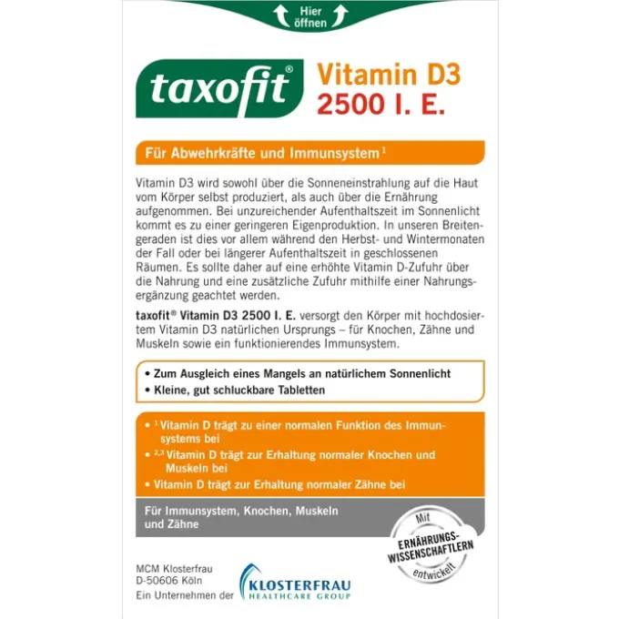 TAXOFIT Vitamin D3 2500 I.E. Tabletten 50 Stück