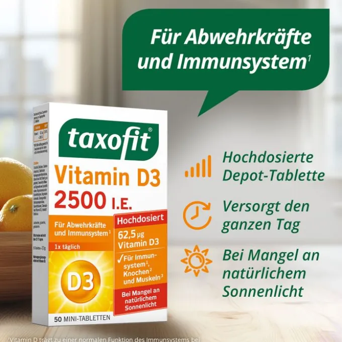 TAXOFIT Vitamin D3 2500 I.E. Tabletten 50 Stück