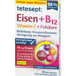 TETESEPT Eisen+B12 Vitamin C+Folsäure Filmtabl. 30 Stück