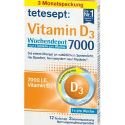 TETESEPT Vitamin D3 7.000 Wochendepot Filmtabl. 12 Stück