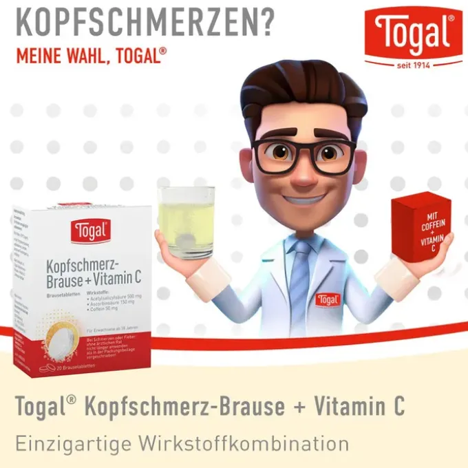 TOGAL Kopfschmerz-Brause + Vit.C Brausetabletten 20 St