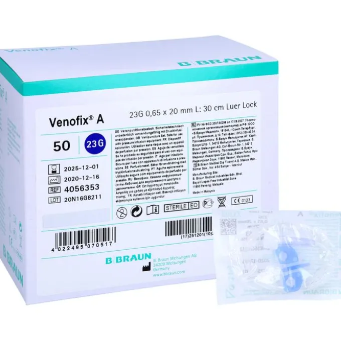 VENOFIX A Venenpunktionsb.23 G 0,65x19mm 30cm blau 50 St