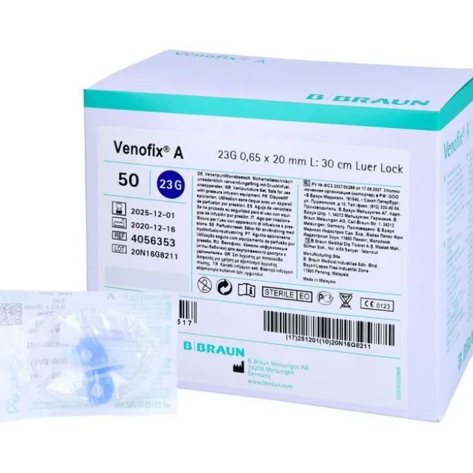 VENOFIX A Venenpunktionsb.23 G 0,65x19mm 30cm blau 50 St