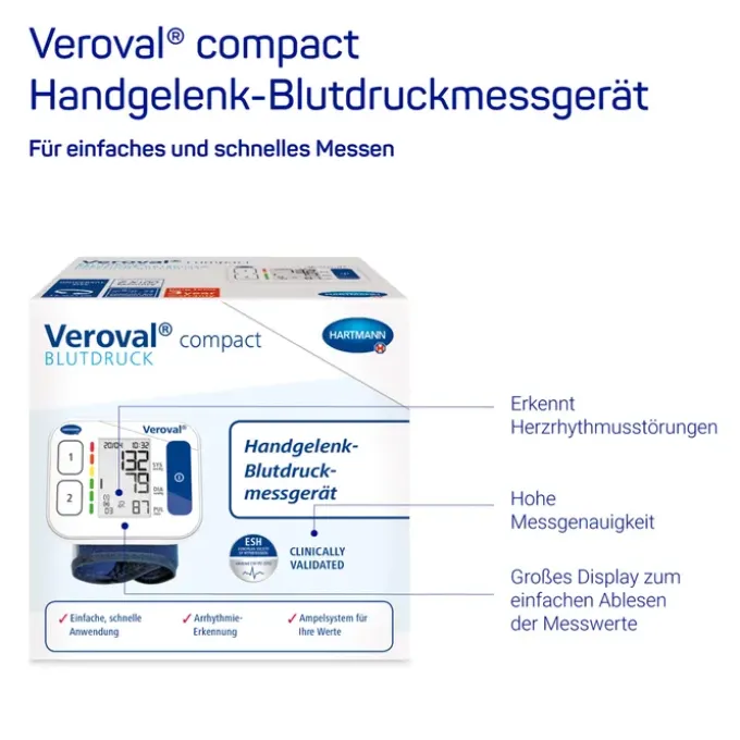 VEROVAL compact Handgelenk-Blutdruckmessgerät 1 St