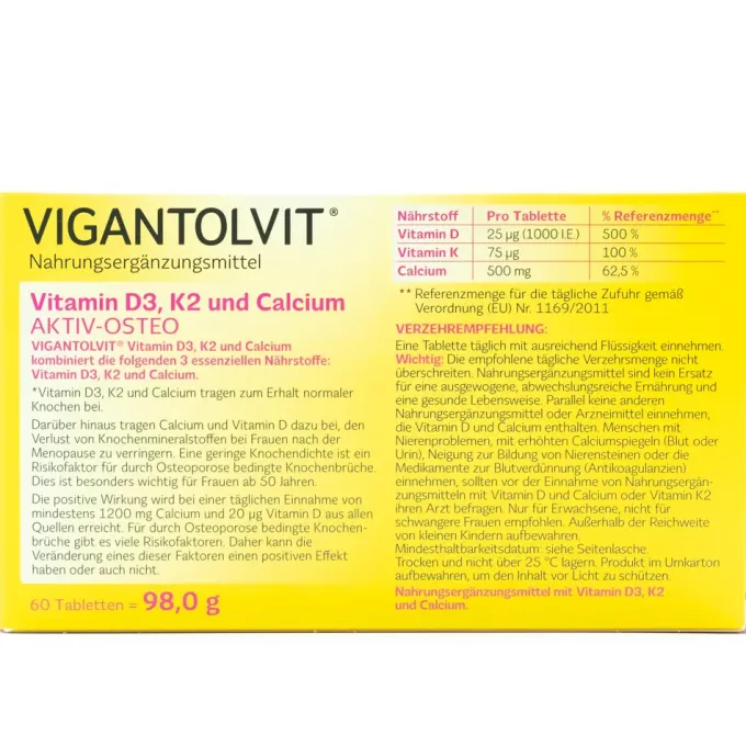 VIGANTOLVIT Vitamin D3 K2 Calcium Filmtabletten 60 Stück