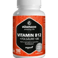 VITAMIN B12 1000 μg hochdos.+B9+B6 vegan Tabletten 180 Stück