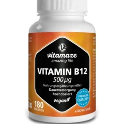 VITAMIN B12 500 μg hochdosiert vegan Tabletten 180 Stück