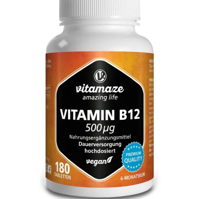 VITAMIN B12 500 μg hochdosiert vegan Tabletten 180 Stück