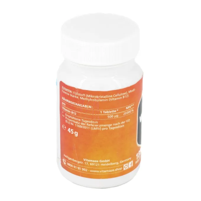 VITAMIN B12 500 μg hochdosiert vegan Tabletten 180 Stück