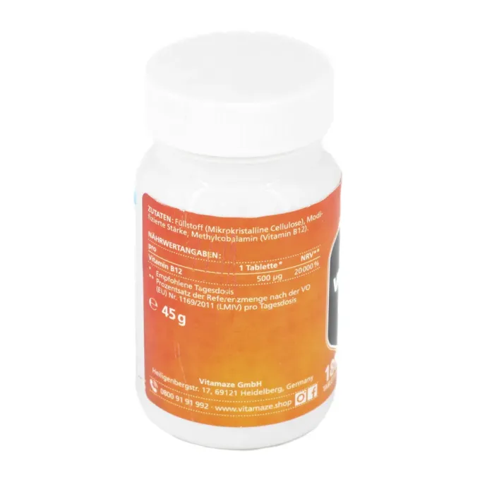 VITAMIN B12 500 μg hochdosiert vegan Tabletten 180 Stück