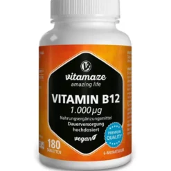 VITAMIN B12 1000 μg hochdosiert vegan Tabletten 180 Stück
