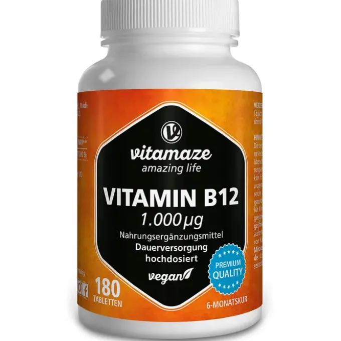 VITAMIN B12 1000 μg hochdosiert vegan Tabletten 180 Stück