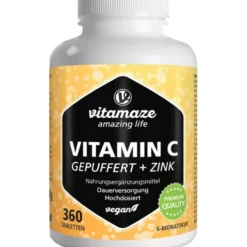 VITAMIN C GEPUFFERT 1000 mg hochdosiert+Zink Tabl. 360 Stück