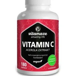 VITAMIN C 160 mg Acerola Extrakt pur vegan Kapseln 180 Stück