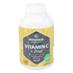VITAMIN C 1000 mg hochdosiert+Zink vegan Tabletten 180 Stück