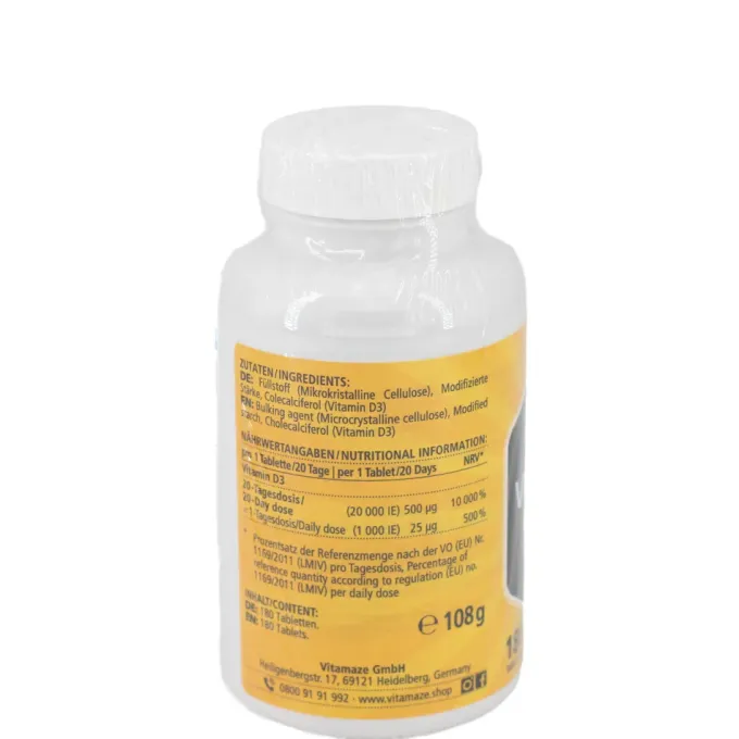 VITAMIN D3 20.000 I.E. Depot hochdosiert Tabletten 180 Stück