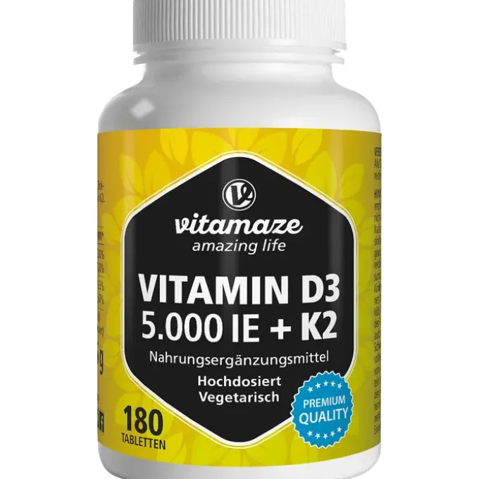 VITAMIN D3 K2 5000 I.E./100 μg hochdosiert Tabl. 180 Stück