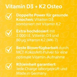 VITAMIN D3+K2 Osteo 2.000 I.E. Vit.D3+80 μg K2 Kps 120 Stück