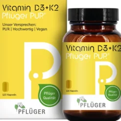 VITAMIN D3+K2 Pflüger PUR 1.000 I.E./75 μg Kapseln 120 Stück