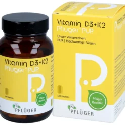 VITAMIN D3+K2 Pflüger PUR 1.000 I.E./75 μg Kapseln 120 Stück