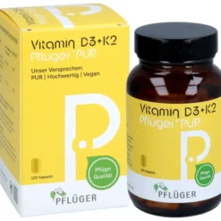 VITAMIN D3+K2 Pflüger PUR 1.000 I.E./75 μg Kapseln 120 Stück