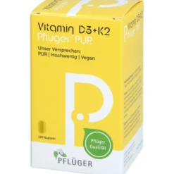 VITAMIN D3+K2 Pflüger PUR 1.000 I.E./75 μg Kapseln 120 Stück