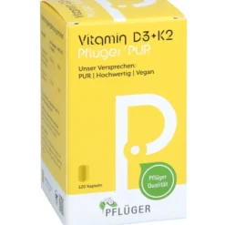 VITAMIN D3+K2 Pflüger PUR 1.000 I.E./75 μg Kapseln 120 Stück