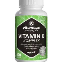 VITAMIN K1+K2 Komplex hochdosiert vegan Kapseln 120 Stück