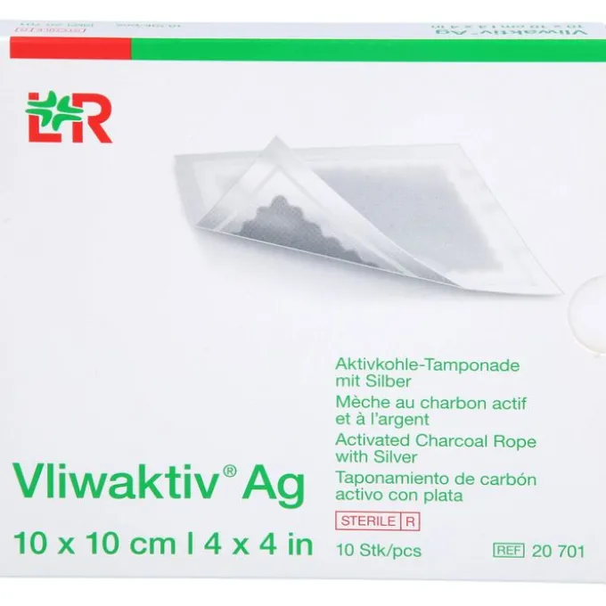VLIWAKTIV AG Aktivkohle Tampon.m.Silber 10x10 cm 10 St