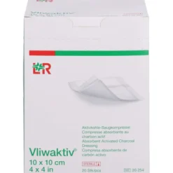 VLIWAKTIV Aktivkohle-Saugkomp.steril 10x10 cm 20 St