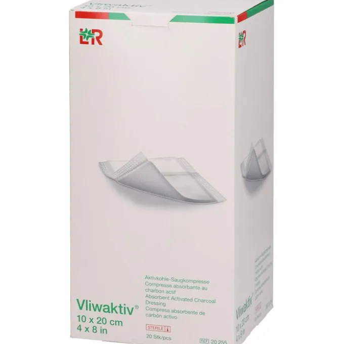 VLIWAKTIV Aktivkohle-Saugkomp.steril 10x20 cm 20 St