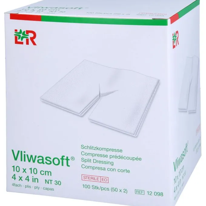 VLIWASOFT Schlitzkompressen 10x10 cm steril 4lagig 50X2 St