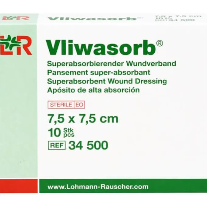 VLIWASORB superabsorb.Saugkomp.steril 7,5x7,5 cm 10 St