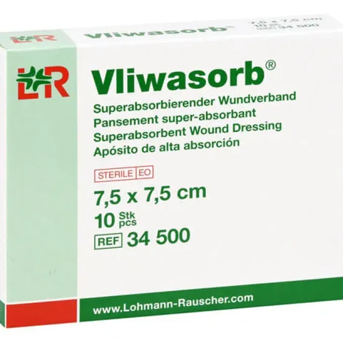 VLIWASORB superabsorb.Saugkomp.steril 7,5x7,5 cm 10 St