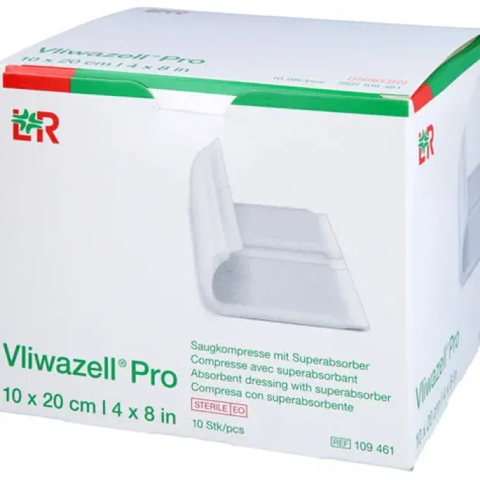 VLIWAZELL Pro superabsorb.Kompr.steril 10x20 cm 10 St
