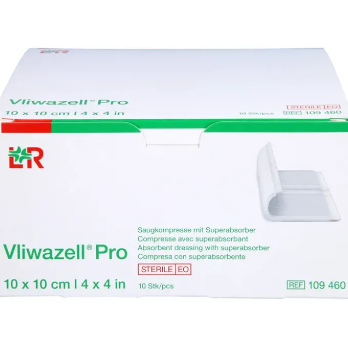 VLIWAZELL Pro superabsorb.Kompr.steril 10x10 cm 10 St