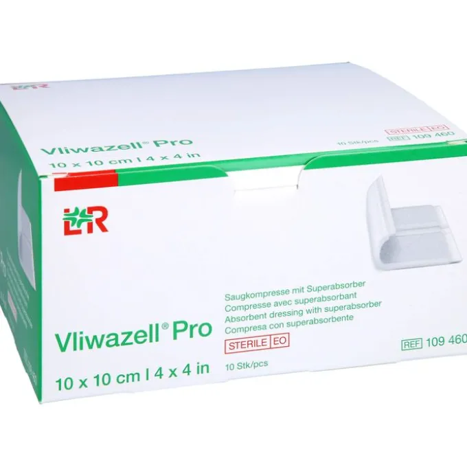 VLIWAZELL Pro superabsorb.Kompr.steril 10x10 cm 10 St