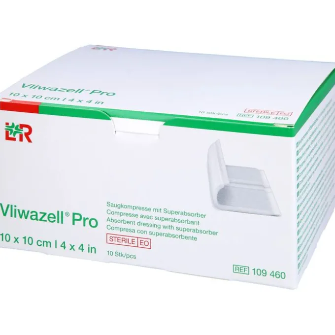 VLIWAZELL Pro superabsorb.Kompr.steril 10x10 cm 10 St