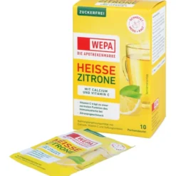 WEPA heiße Zitrone+Vit.C+Calcium zuckerfrei Pulver 10 Stück