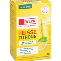 WEPA heiße Zitrone+Vit.C+Calcium zuckerfrei Pulver 10 Stück