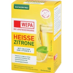 WEPA heiße Zitrone+Vit.C+Calcium zuckerfrei Pulver 10 Stück