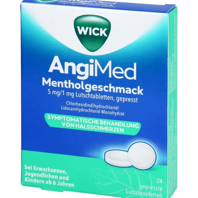 WICK AngiMed Mentholgeschmack 5 mg/1 mg Lutschtab. 24 St