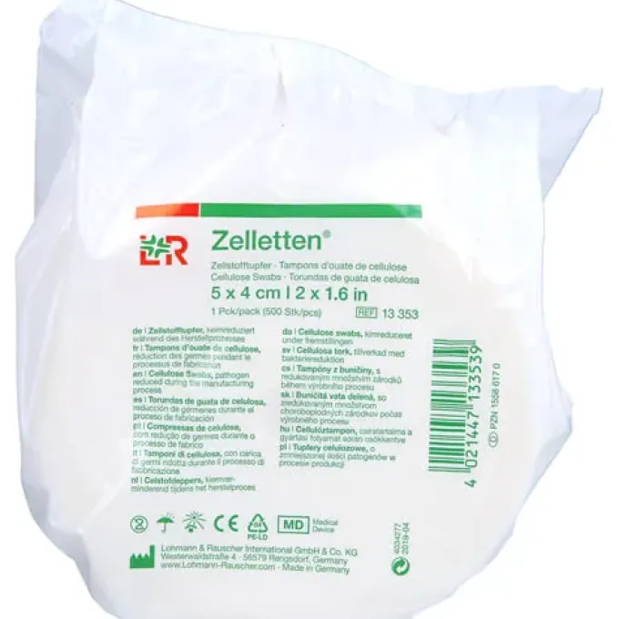 ZELLETTEN Tupfer 4x5 cm keimreduziert Rolle 500 St
