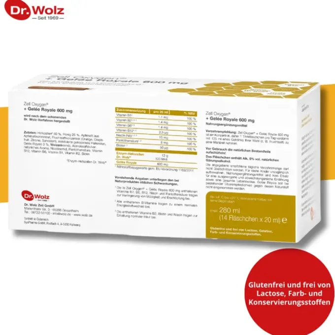 ZELL OXYGEN+Gelee Royale 600 mg Trinkampullen 14 Stück