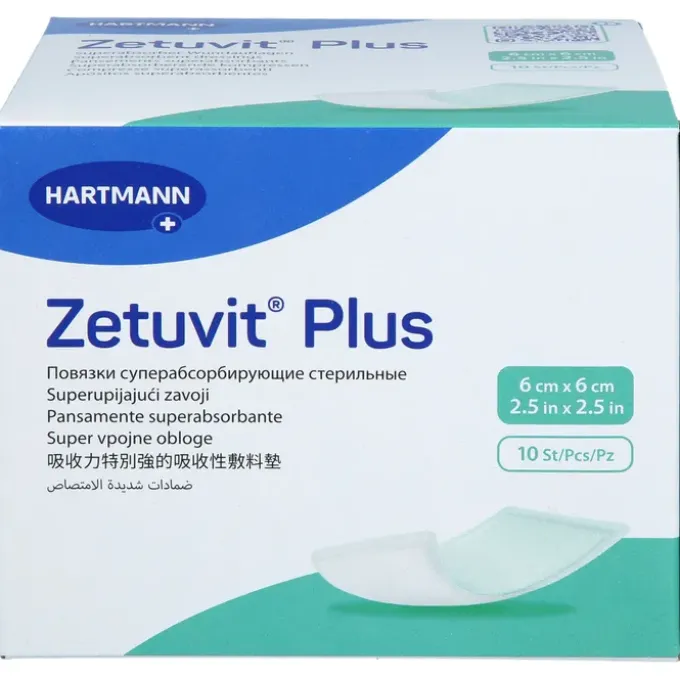 ZETUVIT Plus extrastarke Saugkompr.steril 6x6 cm 10 St