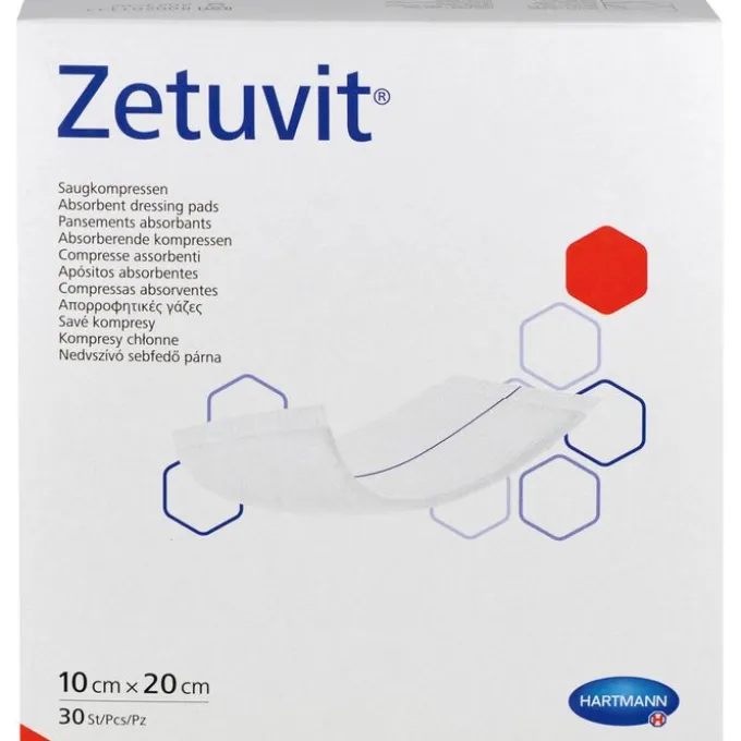 ZETUVIT Saugkompressen unsteril 10x20 cm 30 St