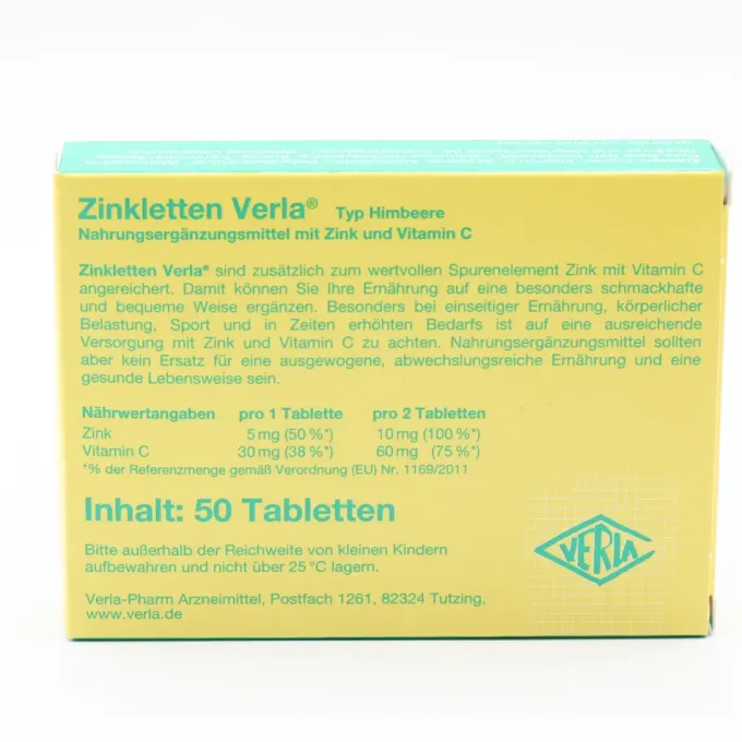 ZINKLETTEN Verla Himbeere Lutschtabletten 50 Stück