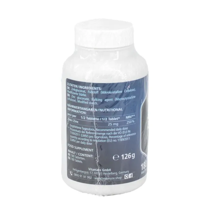 ZINK 25 mg hochdosiert vegan Tabletten 180 Stück